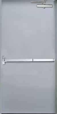 Institucional Institutional Kit Puerta cortafuego ncho total vano: 1020 mm ncho nominal puerta: 914 mm Puerta metálica galvanizada de 45mm de espesor con diseño liso, resistente al fuego (90 minutos)