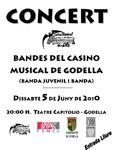 Las bandas del Casino Musical de Godella ofrecen un concierto Será el sábado 5 de junio a las 20 horas en el