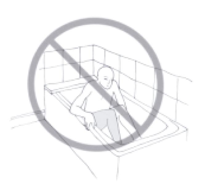 2. Si va a usar la bañera no se acueste en el fondo de la bañera. 3.