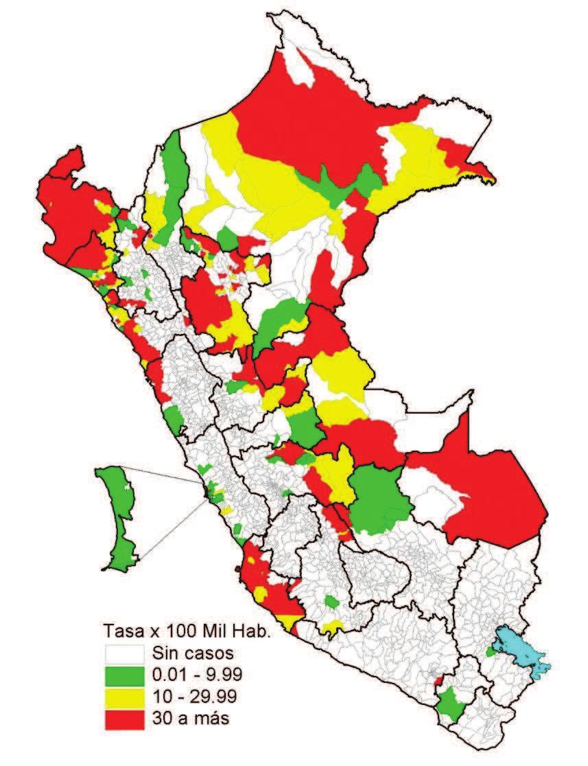 Casos de dengue por departamentos Perú 2017* DEPARTAMENTOS Número de casos Incidencia x Nº Muertes % Confirmados Probables Total 1000 Confirmados Probables PIURA 7816 29255 37071 19.79 63.