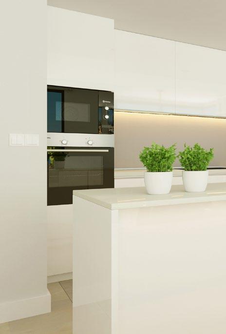 Puede elegir entre suelo de porcelana o de madera laminada en todas las estancias Cocina totalmente equipada Encimera de cocina de cuarzo compacto Aire acondicionado frío y caliente