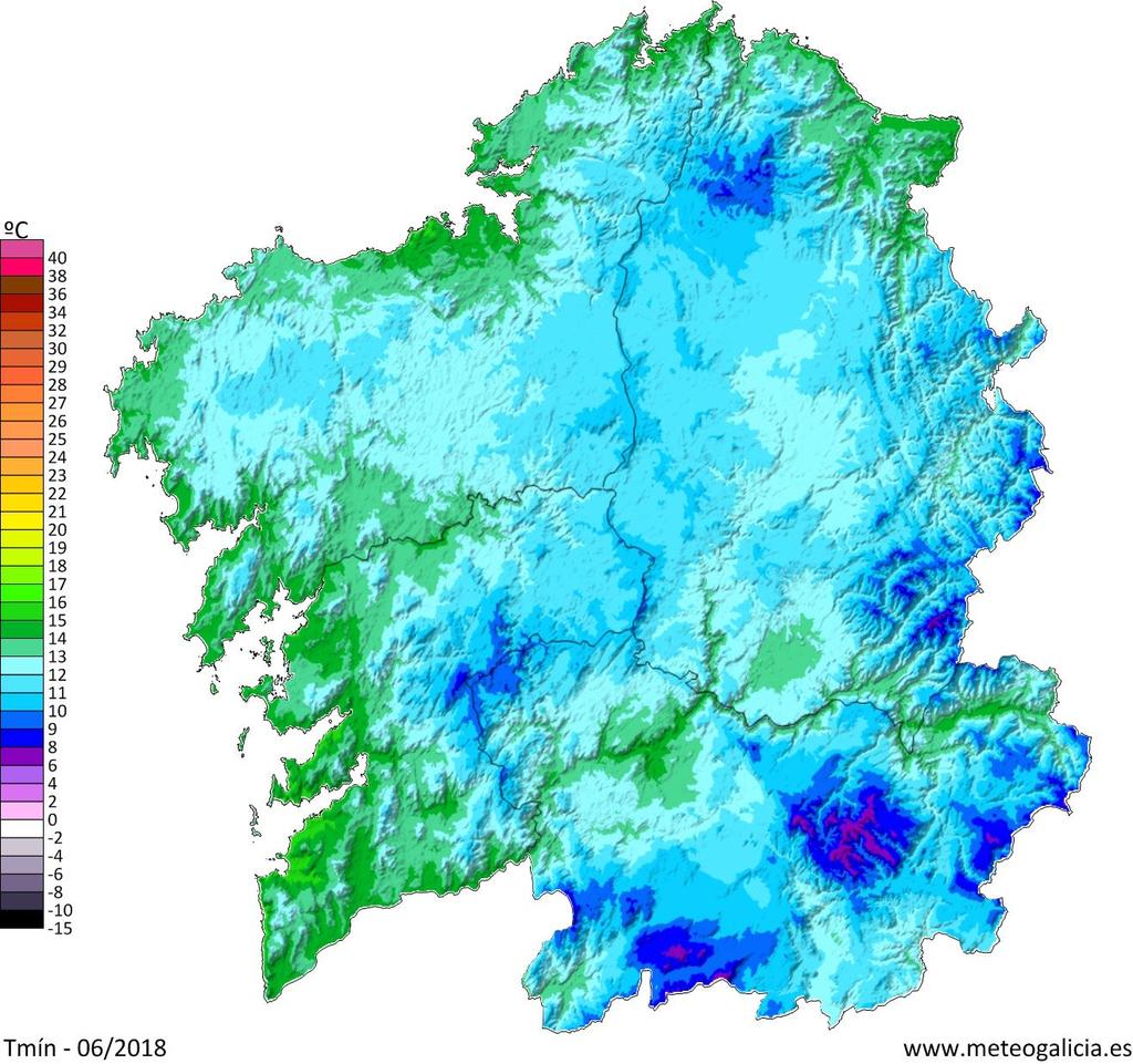 O valor medio das temperaturas máximas no mes de xuño para Galicia, a partir dos valores do mapa, foi de 21.3 ºC.