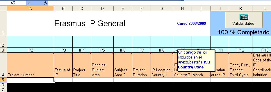 Validación de los datos: Una vez introducidos y guardados los datos en las hojas DATOS IP General, DATOS IP Teachers, o DATOS IP