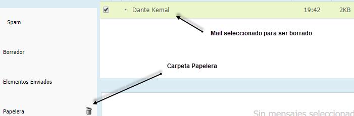 Reciclar un email Borrado: Figura 24 Si el email es enviado a la papelera, este se puede reciclar y volver a poner en la bandeja de entradas, siempre que