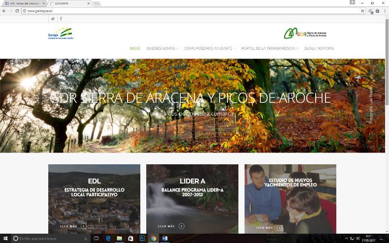 A finales de 2016 se ha llevado una importante labor de actualización de los contenidos de la página web del GDR Sierra de Aracena y Picos de Aroche.