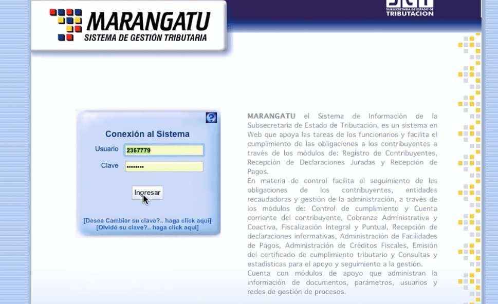 PASO 1: Ingresamos al Sistema Marangatú con nuestra Clave de Acceso.