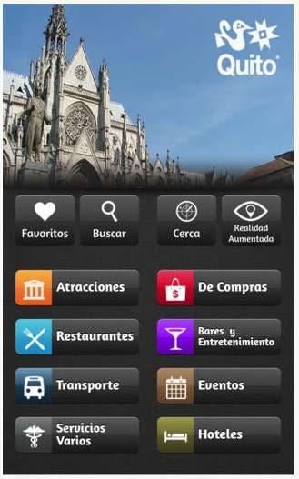 Aplicación móvil, guía turística de Quito en el teléfono