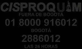 EN CASO DE INTOXICACIÓN, COMUNÍQUESE CON CISPROQUIM: Línea 01 8000 916012 (fuera de Bogotá) o en Bogotá al teléfono (091) 2886012. Atención 24 horas.