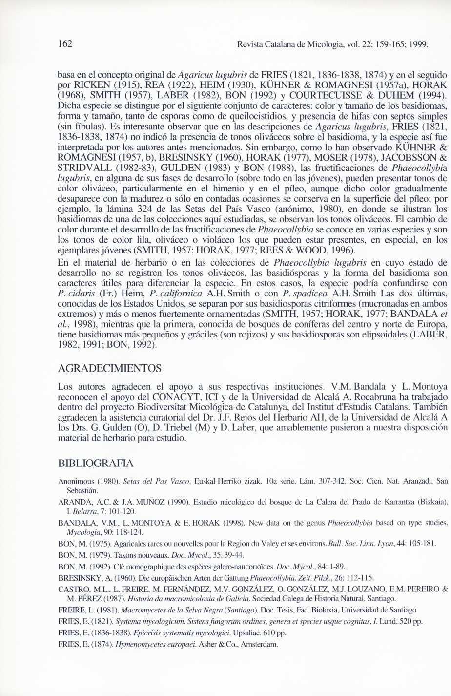 162 Revista Catalana de Micologia, vol. 22: 159-165; 1999.