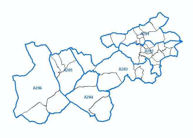 La demarcación de Alcoi se encuentra dentro de la zona operativa A2, y está integrada por las áreas de vigilancia A2.01, A2.02, A2.03, A2.04, A2.05 y A2.