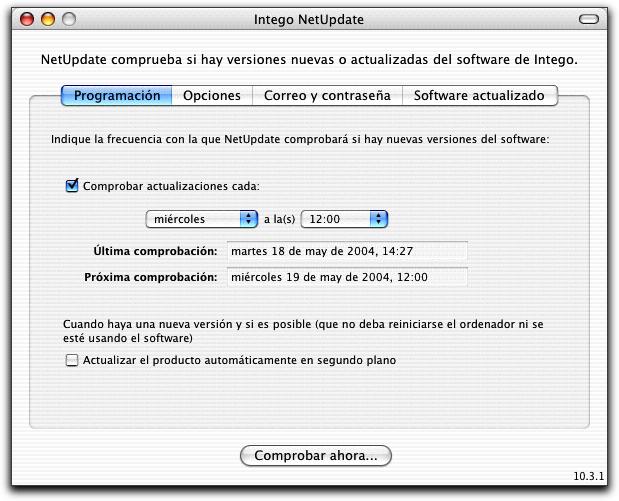 Ajuste de las opciones de Intego NetUpdate Intego NetUpdate ofrece varias opciones de configuración.
