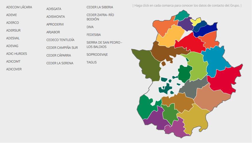 24 Grupos de Acción Local de Extremadura (periodo 2014-2020), para un