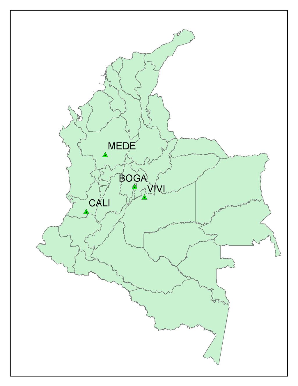 Evaluación y resultados Se realizo utilizando cuatro estaciones permanentes GNSS sobre el territorio colombiano incluidas en el