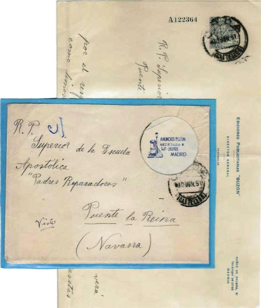 Único ejemplar conocido de enteros postales administrativos con este franqueo (40 cts.). 1940 Cervantes.