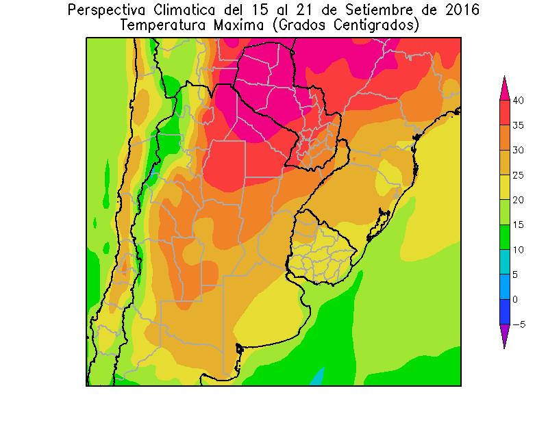 Posteriormente, los vientos rotarán hacia el sector norte, provocando un aumento gradual de la temperature en la mayor parte del area agrícola: El nordeste del Paraguay, el centro de Salta, la mayor