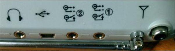 SÍMBOLOS DEL PANEL POSTERIOR SÍMBOLOS EN LA PANTALLA LCD ETIQUETAS: Energía: 9 V y símbl al lad izquierd Cnexines psterires de izquierda a derecha Salida de audi: Audífns USB: símbl de USB Salida