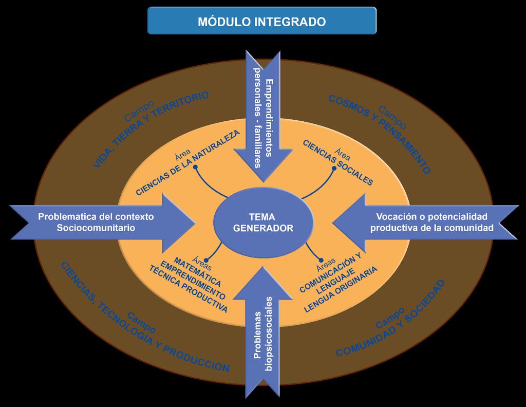 El trabajo de los contenidos en los módulos considera: 1. La organización de contenidos desde los campos y áreas de saberes y conocimientos. 2.