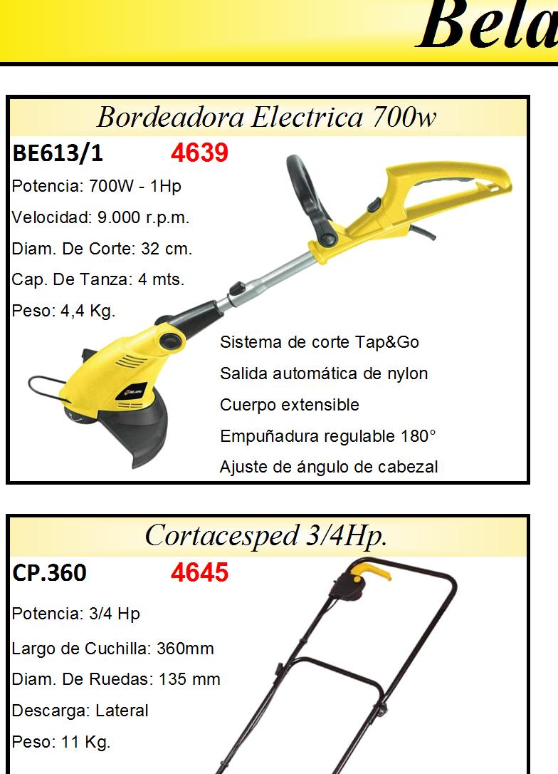 Belarra Bordeadora Electrica 700w BE613/1 4639 Cortacesped 1/2Hp. CP.