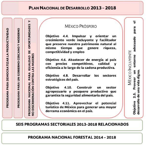 Programa Nacional Forestal 2013-2018 Objetivo 1. Incrementar la producción y productividad forestal y sustentable. Objetivo 2. Impulsar la conservación y restauración de los ecosistemas forestales.