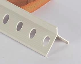 perfiles en PVC PVC profiles crucetas cross spacers 35 33 Perfi l de PVC para remate de ángulos rectos en esquinas de revestimientos de monocapa.