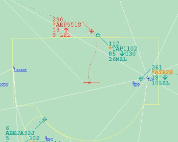 Aeronave 2 Fig. 2 Posición de las aeronaves a las 08:33:59 08:35:12.