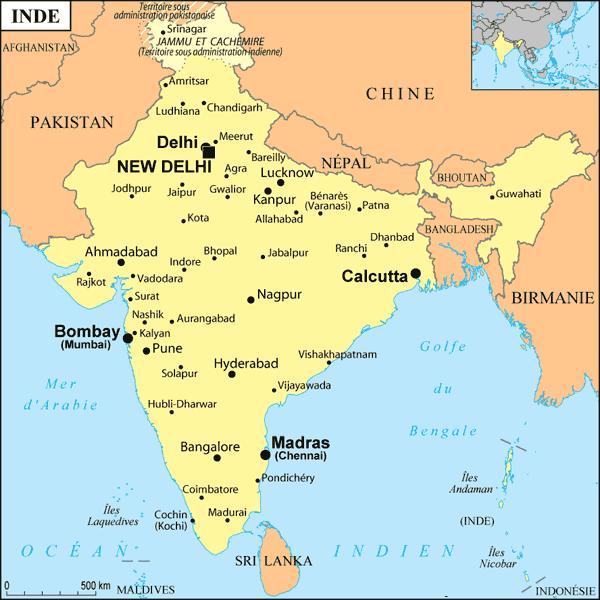 Ficha logística de India India está situada en el Sur de Asia, limita al norte con Pakistán, China, Nepal y Bután; al sur, con Océano Índico, al Oeste con el mar Arábigo, y al Este con Bangladés,