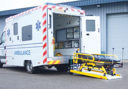 plataformas para ambulancias están disponibles con plato de ancho completo, medio ancho, ancho completo con sección plegable para dejar una puerta libre de acceso, con