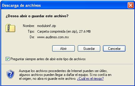 MX, seleccione la opción Descargas y Anexos Infonavit. Pantalla de la página AUDIMSS: Descargamos el Archivo DBAnexosInfonavit.exe. Nota.
