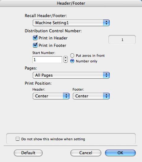 Función Imprimir en Mac OS X 9 Edición de cabecera/pie de página Elemento Recall Header/ Footer Distribution Control Number Pages Header Position Footer Position Descripción Permite seleccionar la