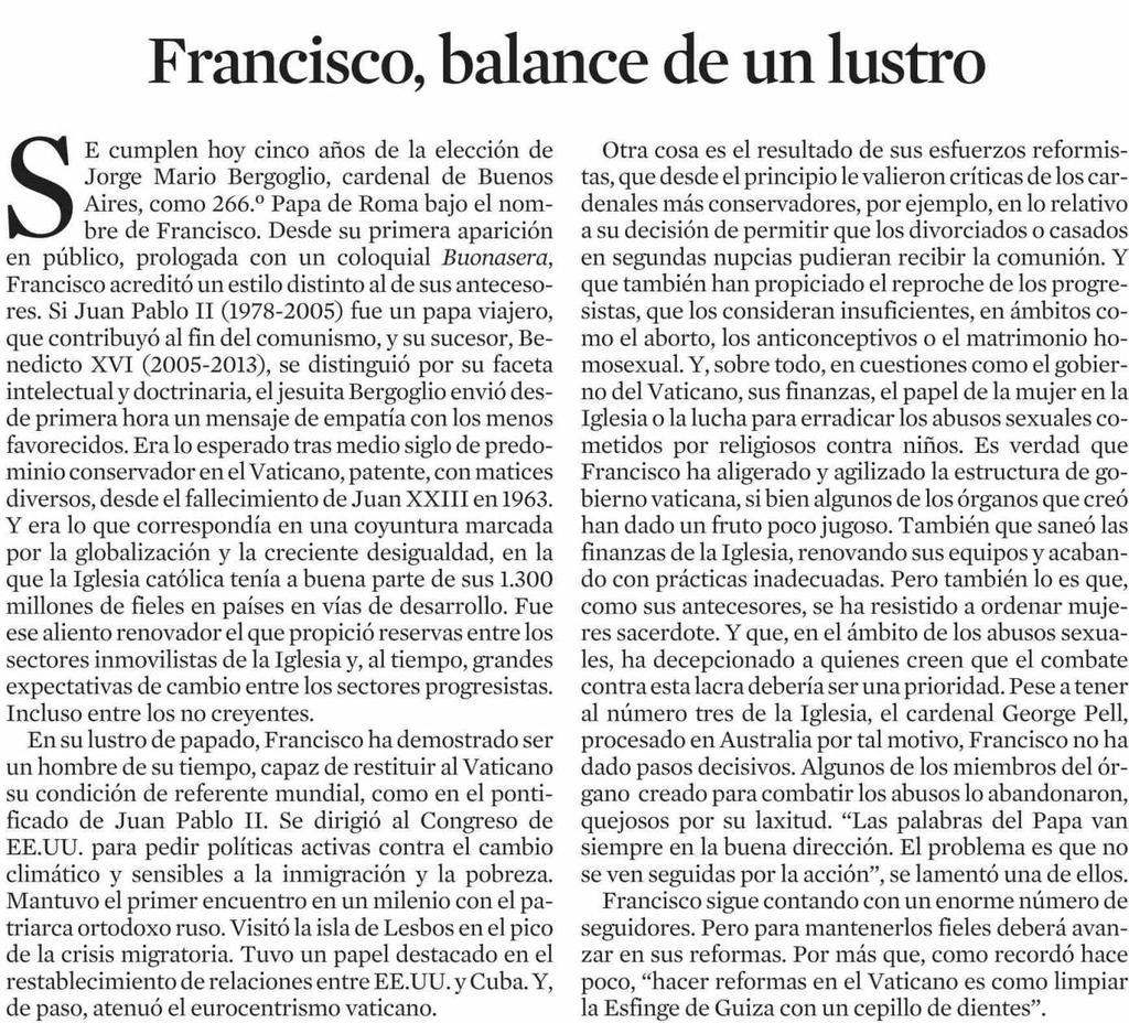 La Vanguardia Prensa: Tirada: Difusión: Diaria 78.195 Ejemplares 62.898 Ejemplares Sección: OPINIÓN Valor: 8.