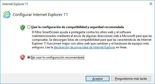 5.-Configurar el Internet Explorer.