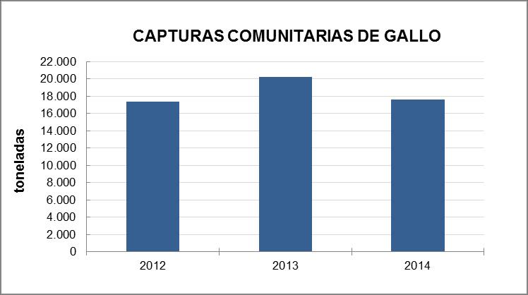 En los últimos tres años la producción comunitaria de gallo ha tenido variaciones, así, mientras que en el año 2012 las capturas fueron de 17.341 toneladas, en 2013 y 2014 se capturaron 20.259 y 17.