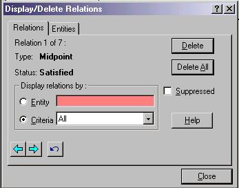 Capitulo 3 MODELANDO PIEZAS relaciones (Tools, Relations, Display/Delete Relations). Aparece el cuadro de diálogo Visualizar/eliminar relaciones. 2.