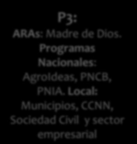 Local: Municipios, CCNN, Sociedad Civil y sector empresarial