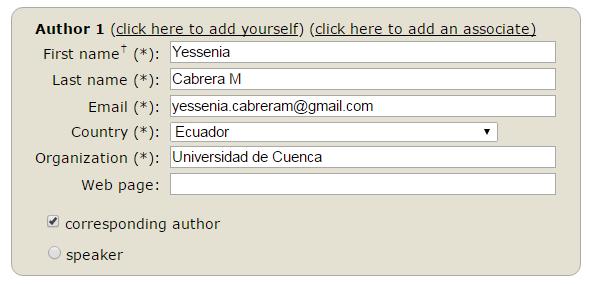 Haga click en el menú New Submission para acceder al formulario de registro de propuestas.