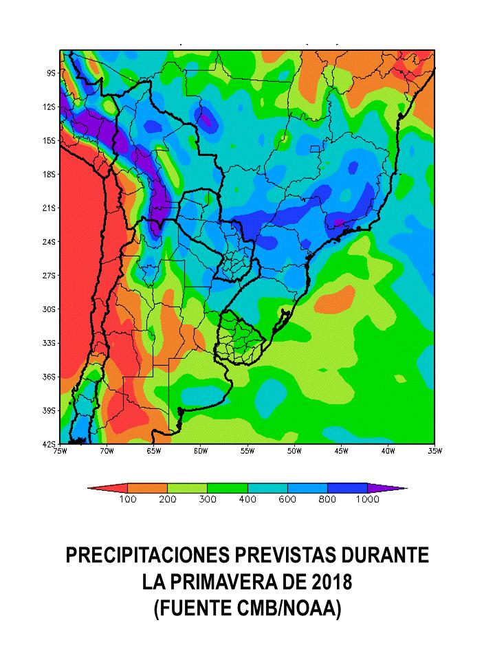 PRIMAVERA 2018 La circulación tropical se reactivará vigorosamente, superando su nivel medio, y aportando calor y humedad a gran parte del área agrícola.