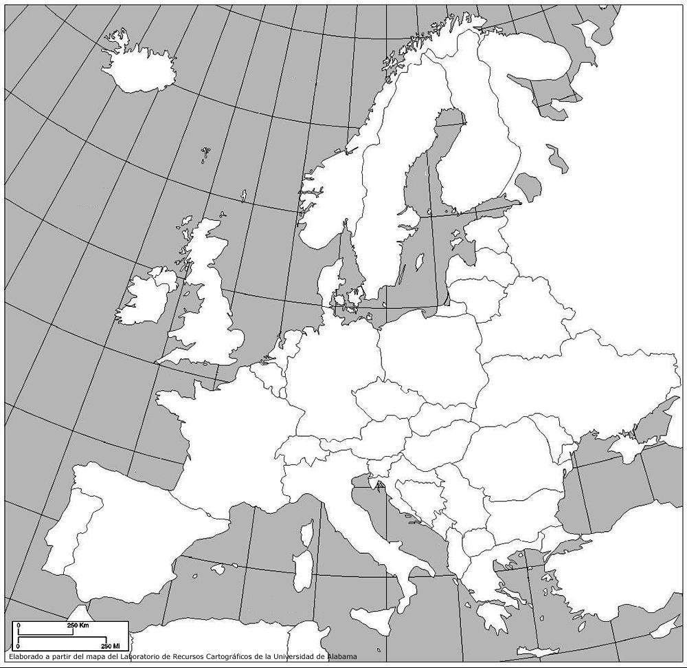3.- Escriba sobre el territorio de cada país el número asociado al mismo: (1 punto) (1) Finlandia (2) Grecia (3) Irlanda (4) Lituania (5) Bélgica (6) Austria (7) Ucrania (8) Croacia (9) Alemania (10)