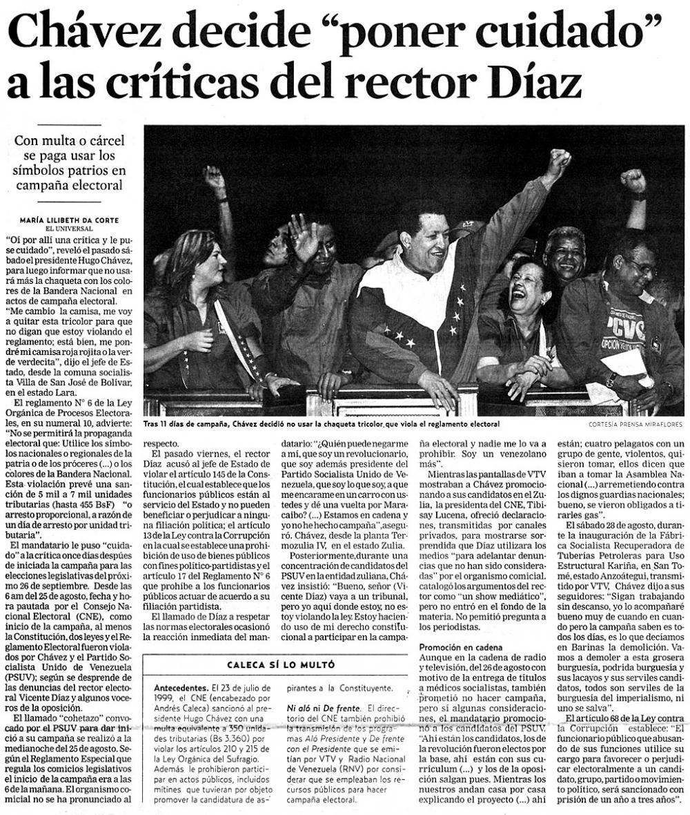 Chávez decide "poner cuidado" a las críticas del