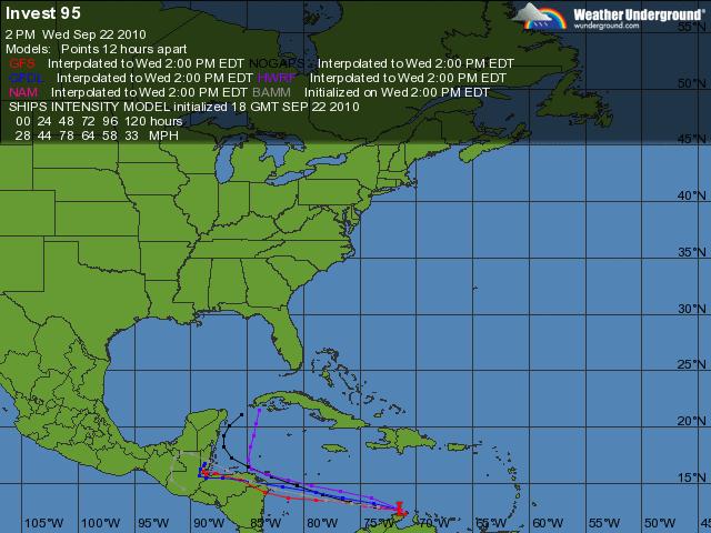 Posible trayectoria del próximo ciclón tropical Matthew Cabe