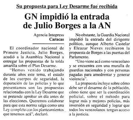 GN impidió la entrada de Julio Borges a la AN El