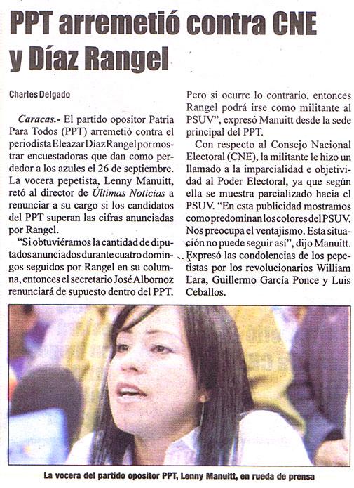 PPT arremetió contra CNE y Díaz