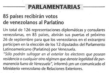 Parlamentarias / 85 países recibirán votos de venezolanos