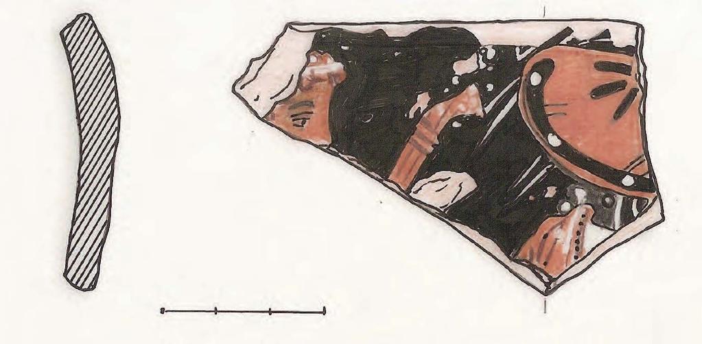 INTERVENCIONES EN LOS CASCOS URBANOS DE LA REGIÓN Figura 5. Fragmento cratera ática de barniz negro con figuras rojas.