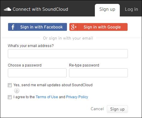 SoundCloud // Pág. 8 1. What s your email address?: ingresar la dirección de correo electrónico. 2. Choose a password: elegir una contraseña. 3. Re-type password: repetir la contraseña. 4.