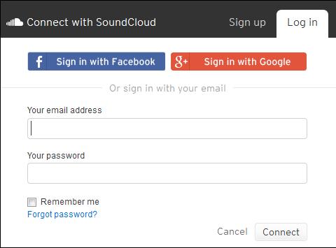 SoundCloud // Pág. 9 Nociones Básicas Ingresar como usuario Cuando ya se cuenta con una cuenta registrada, se debe ingresar como usuario presionando la opción Log in.