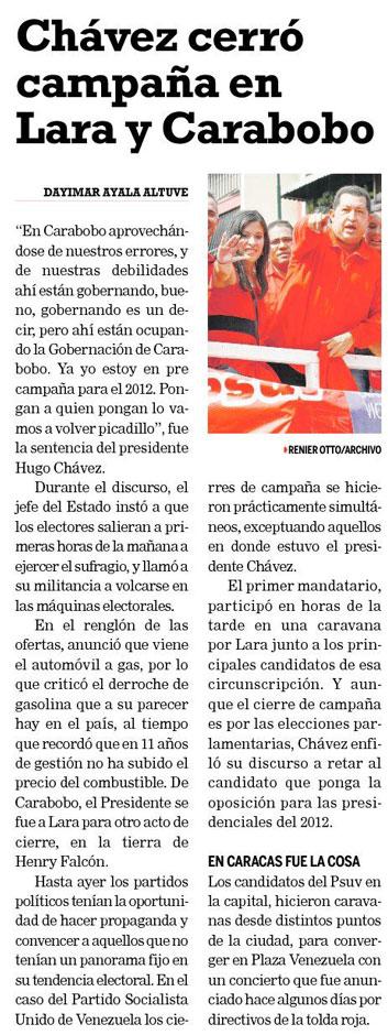 Chávez cerró campaña en Lara y