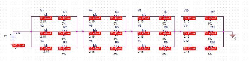 3. SIMULACIÓN A continuación, se consulta el datasheet del LED LA E6SF-AABA-24-1 para obtener los siguientes parámetros: R = 24Ω r d = 0Ω V γ = 2,15V Se aplica nodos: 3 V2 V γ V 3 = 3 V3 V γ V 2 = 2