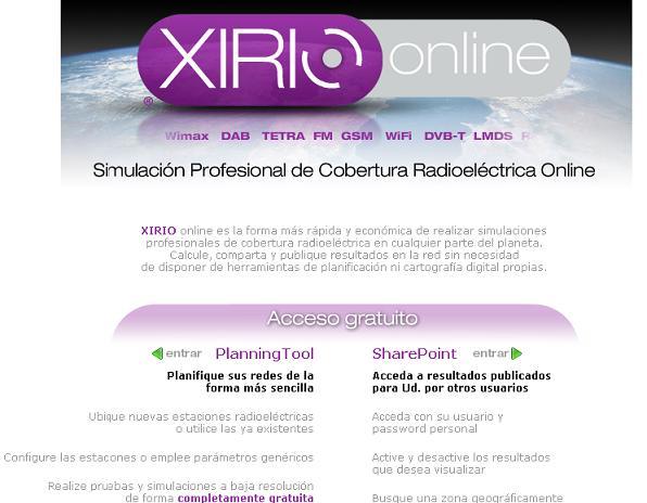 PRODUCTOS XIRIO ONLINE Herramienta WEB para realizar simulaciones de cobertura radioeléctrica en modo On line.