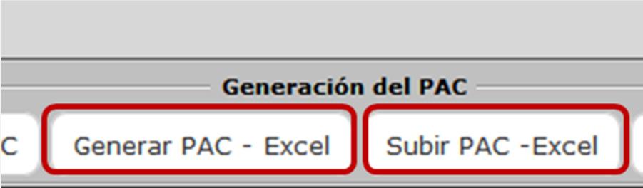 usuario trabajar en la creación del PAC en formato Excel para