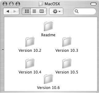 MAC OS X 4 Haga doble clic en la carpeta correspondiente a las versiones del sistema operativo. v10.2.8 v10.4.11 v10.3.9 v10.5-10.5.8 v10.6 5 Haga doble clic en el icono [MX-PBX1] ( ).